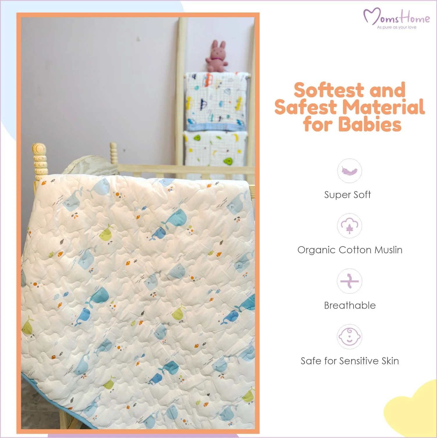 Ac Quilt Blanket cum Bedspread | 0-3 Years | 100X120 cm | Machine Washable | Unicorn - Image 6