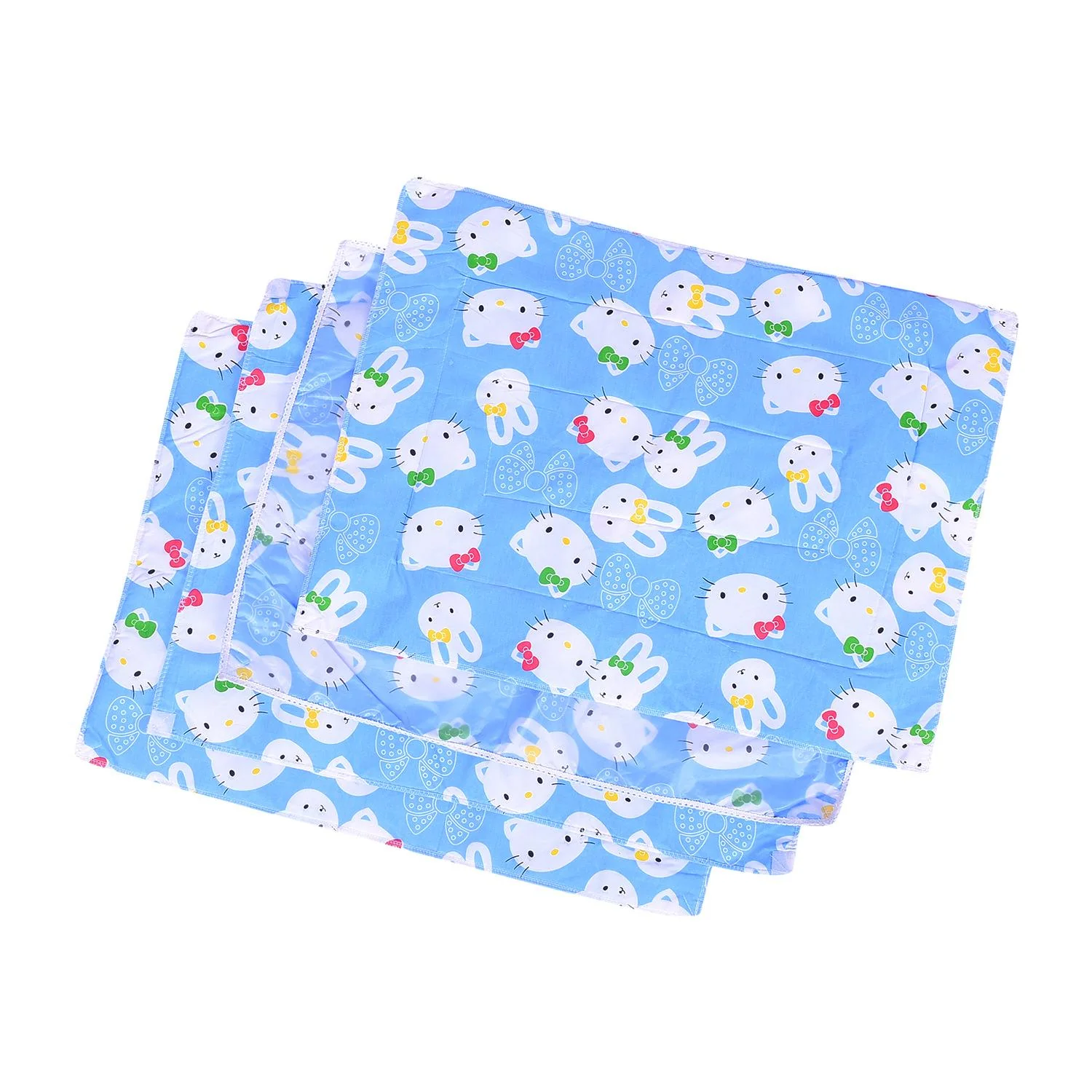 Baby Diaper changing Mat/ Sleeping Mat-4 Sheets |0-6 Months | Mixed Design - Blue - Image 3