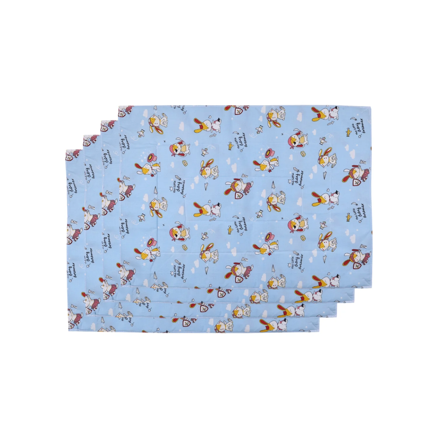 Baby Diaper changing Mat/ Sleeping Mat-4 Sheets |0-6 Months | Mixed Design - Blue - Image 4