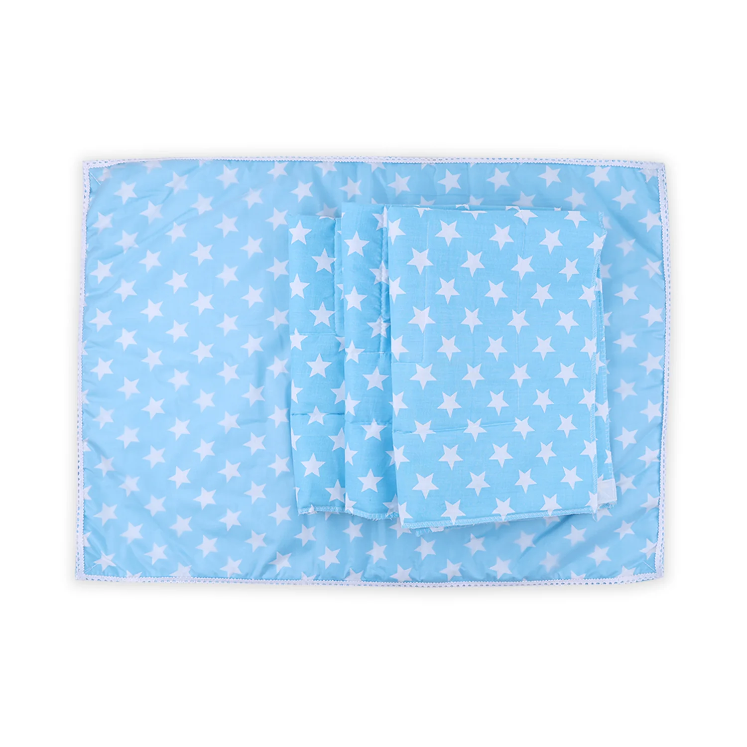 Baby Diaper changing Mat/ Sleeping Mat-4 Sheets |0-6 Months | Mixed Design - Blue - Image 5
