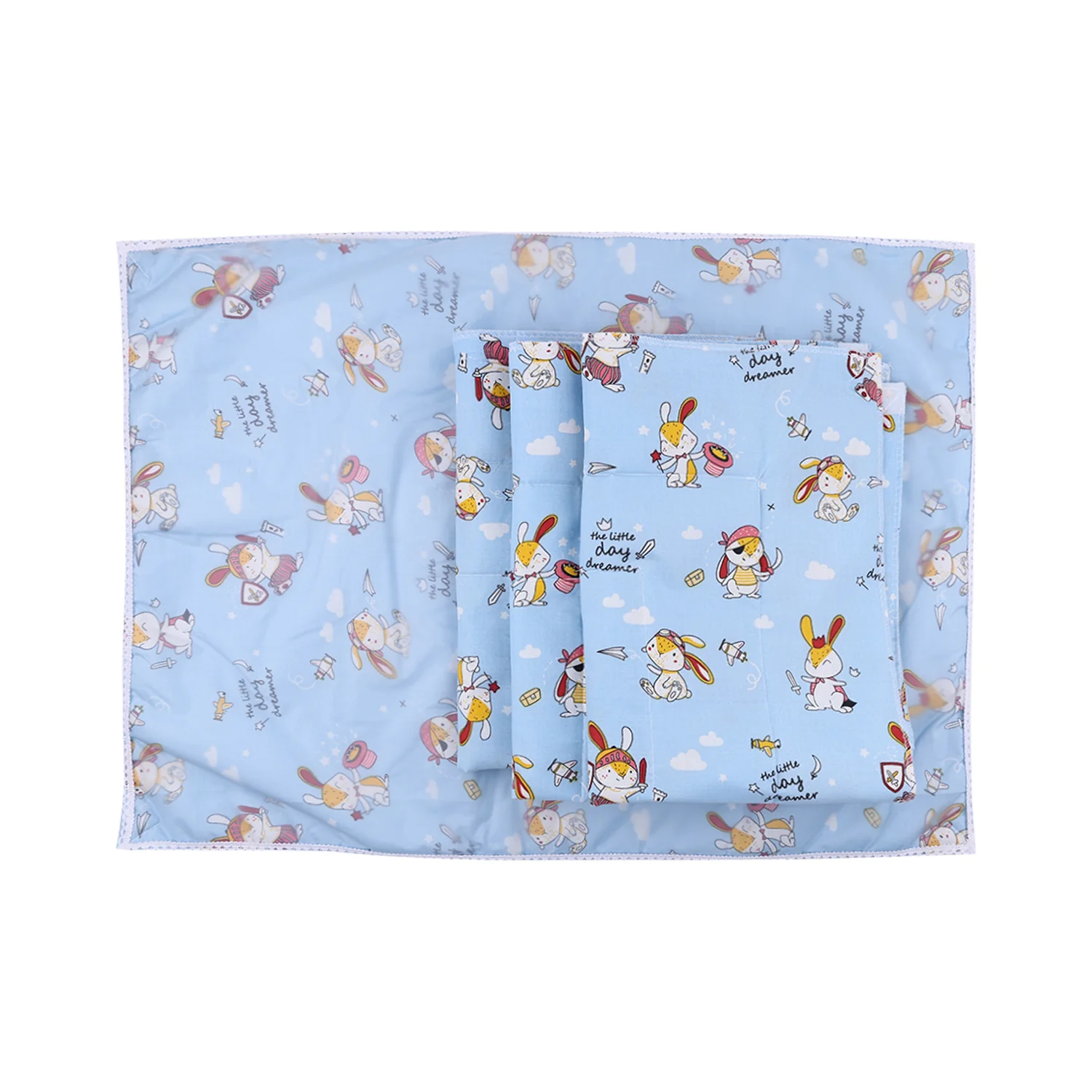 Baby Diaper changing Mat/ Sleeping Mat-4 Sheets |0-6 Months | Mixed Design - Blue - Image 6