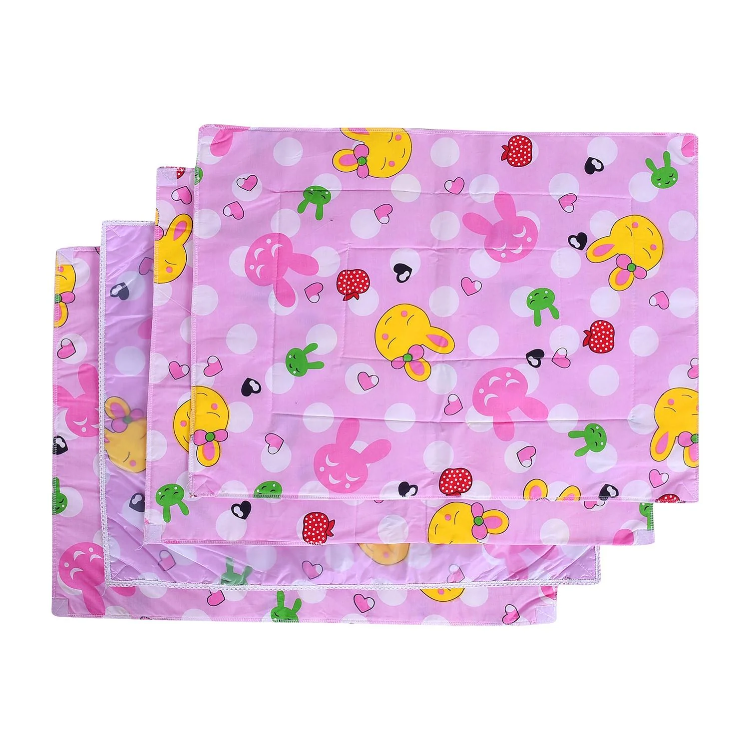 Baby Diaper changing Mat/ Sleeping Mat-4 Sheets| 0- 6 Months | Mixed Design - Pink - Image 4