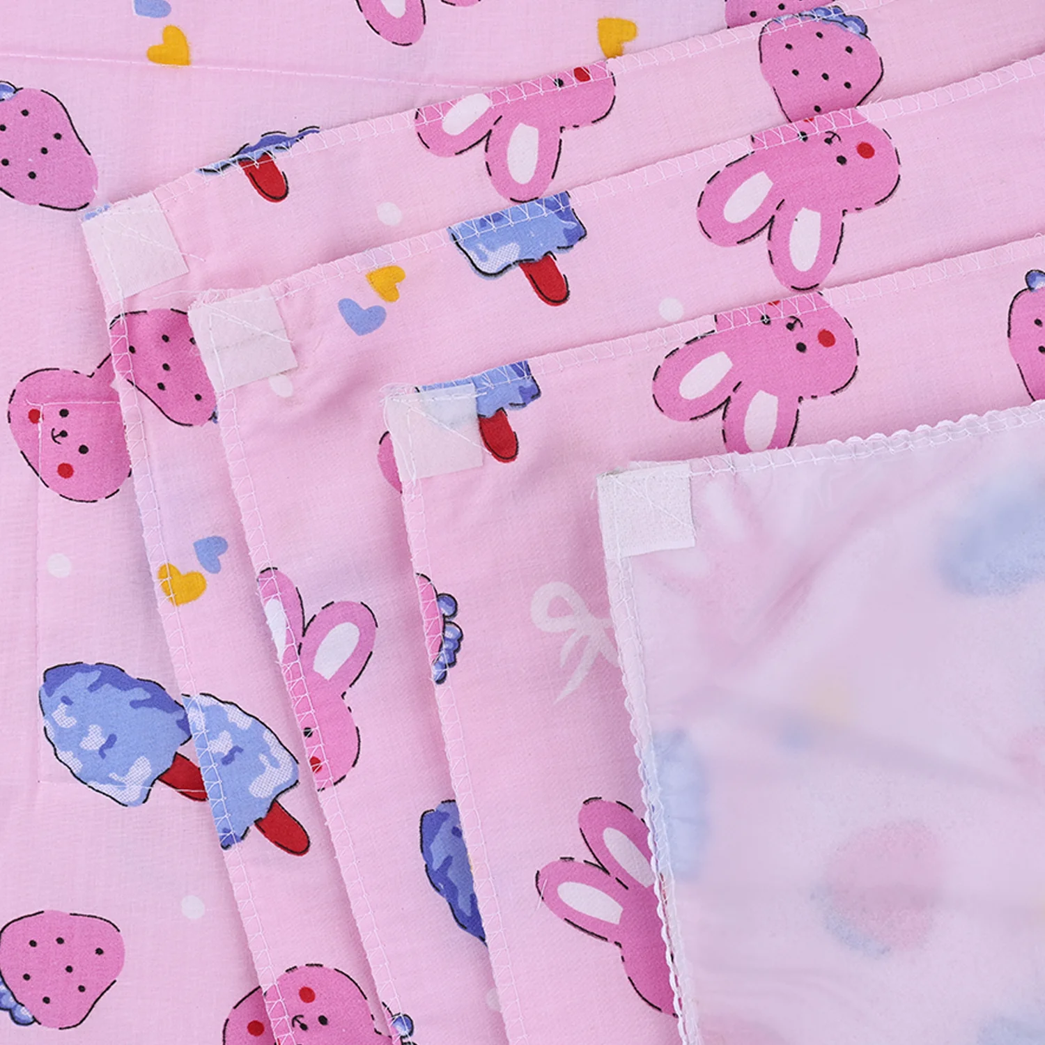Baby Diaper changing Mat/ Sleeping Mat-4 Sheets| 0- 6 Months | Mixed Design - Pink - Image 5