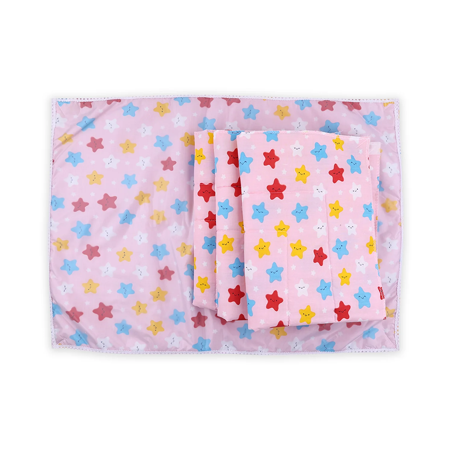 Baby Diaper changing Mat/ Sleeping Mat-4 Sheets| 0- 6 Months | Mixed Design - Pink - Image 7