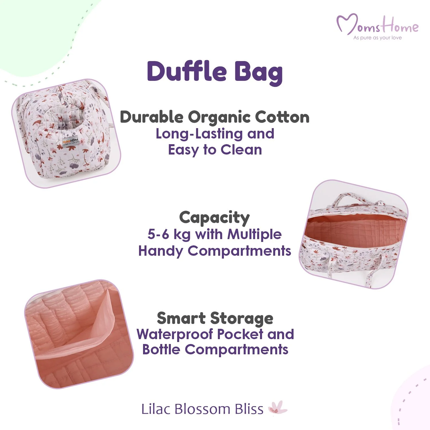 Baby Organic Cotton Diaper Carry Bag For Mothers | Blossom - Image 11