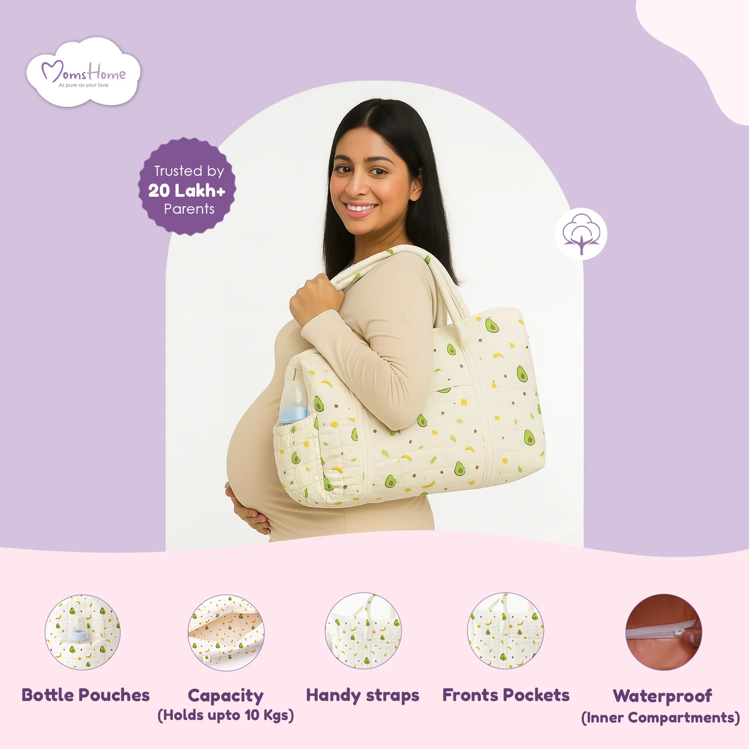 Baby Organic Cotton Diaper Carry Bag For Mothers | Pack of 1 - Image 5