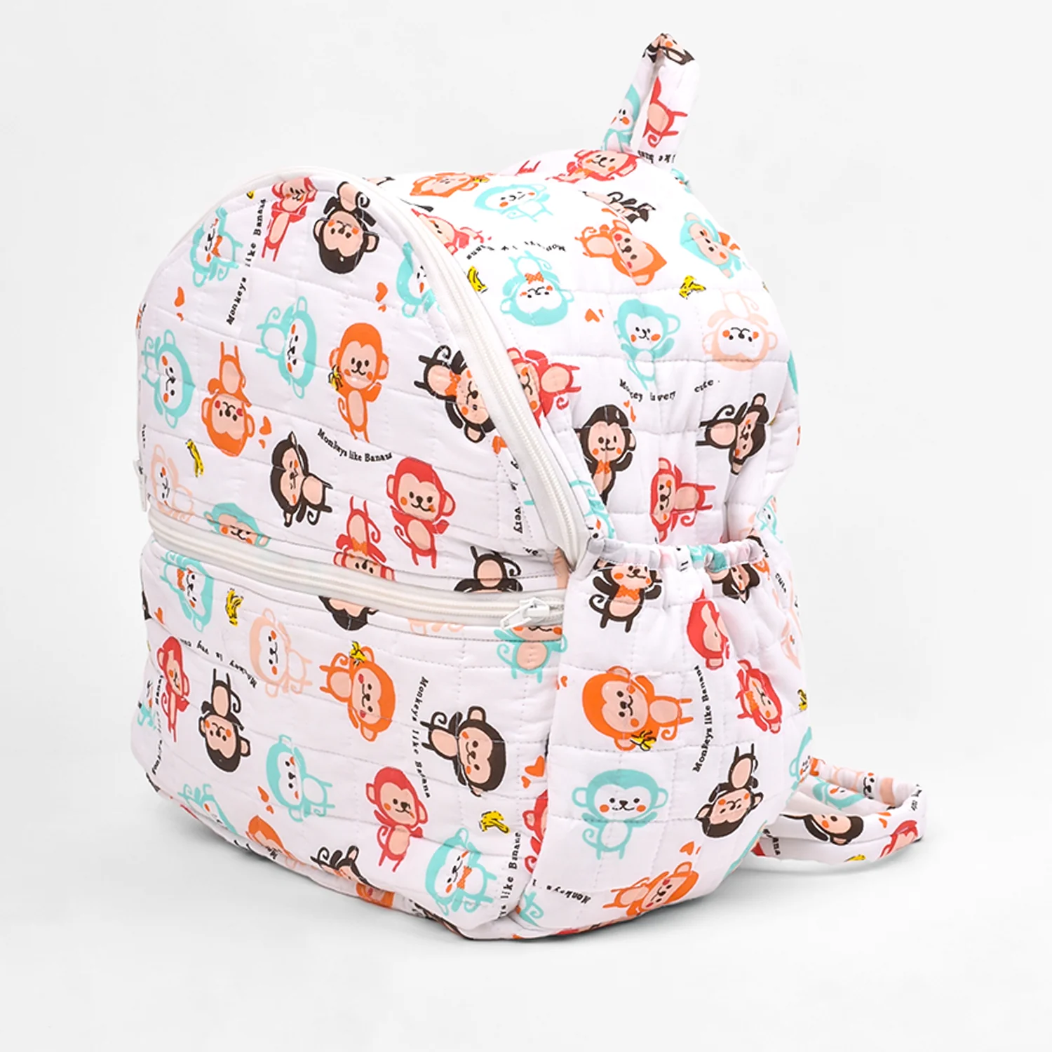 Baby Organic Cotton Muslin Travel Bag- Diaper Multipurpose Carry bags for Mothers- Monkey - Image 3