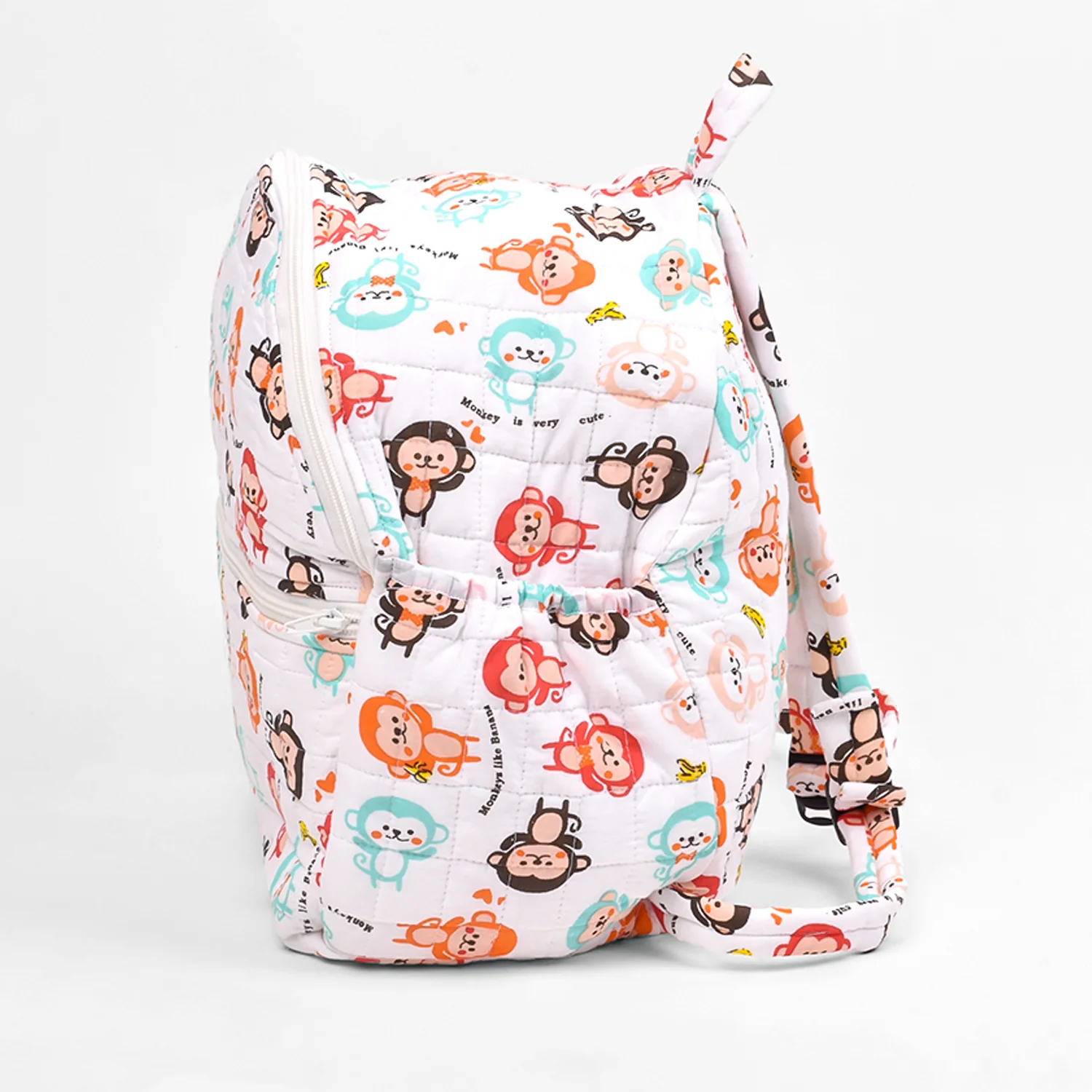 Baby Organic Cotton Muslin Travel Bag- Diaper Multipurpose Carry bags for Mothers- Monkey - Image 4