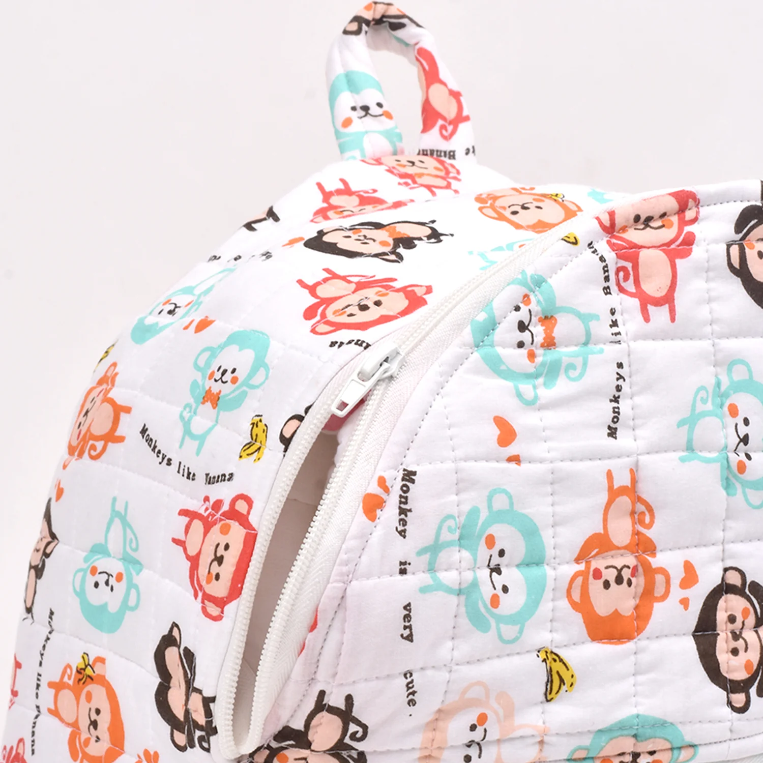 Baby Organic Cotton Muslin Travel Bag- Diaper Multipurpose Carry bags for Mothers- Monkey - Image 6