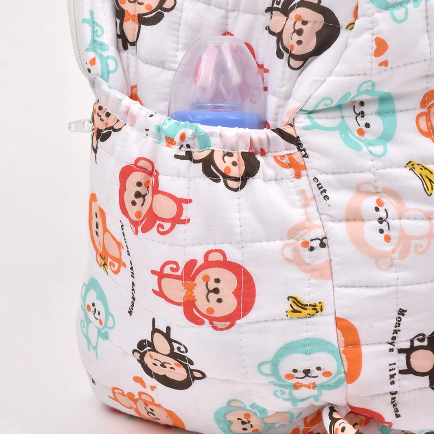 Baby Organic Cotton Muslin Travel Bag- Diaper Multipurpose Carry bags for Mothers- Monkey - Image 7