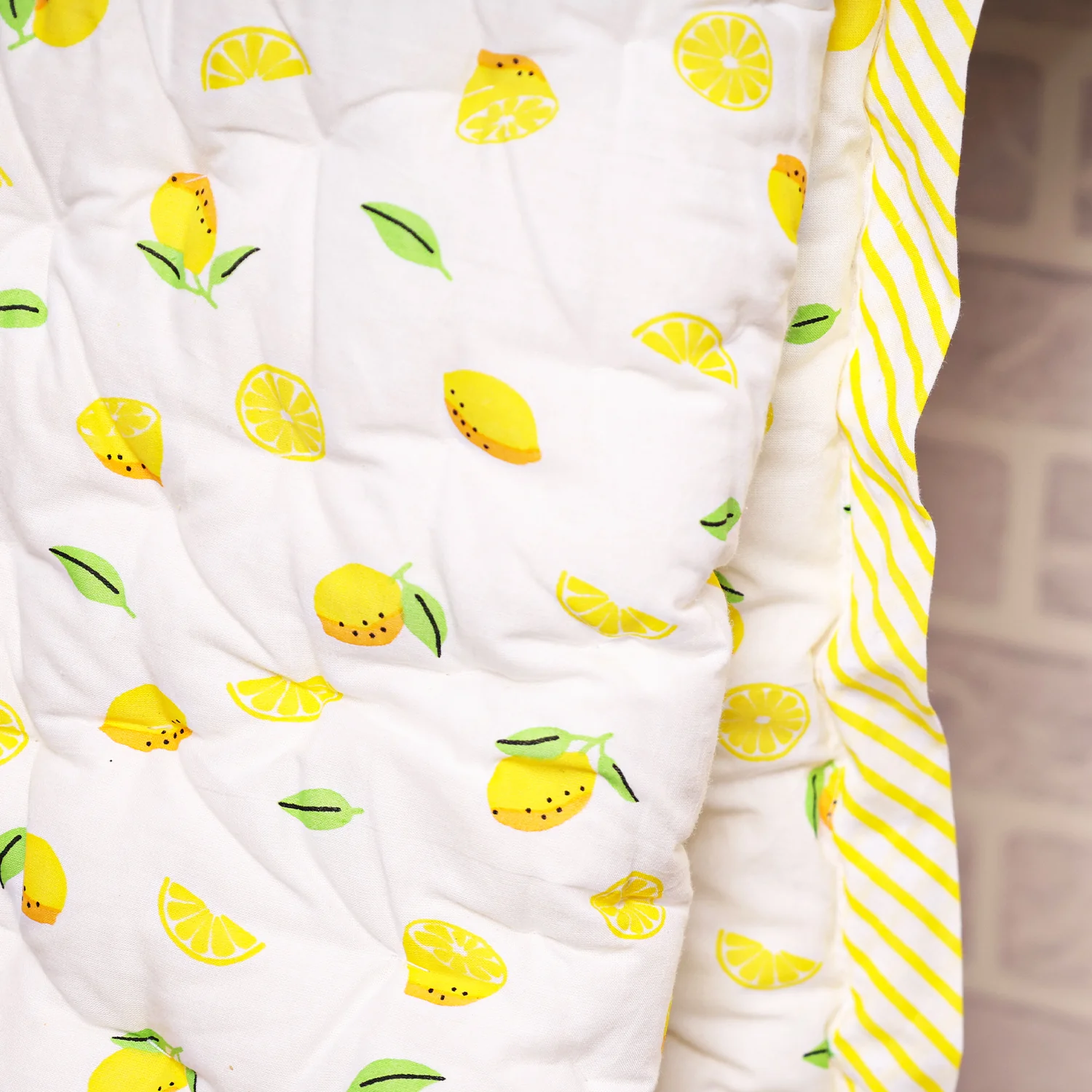 Baby Quilt Organic Cotton | Blanket | 100x150 CM | 0-5 Year | Lemon | Pack of 1 - Image 4