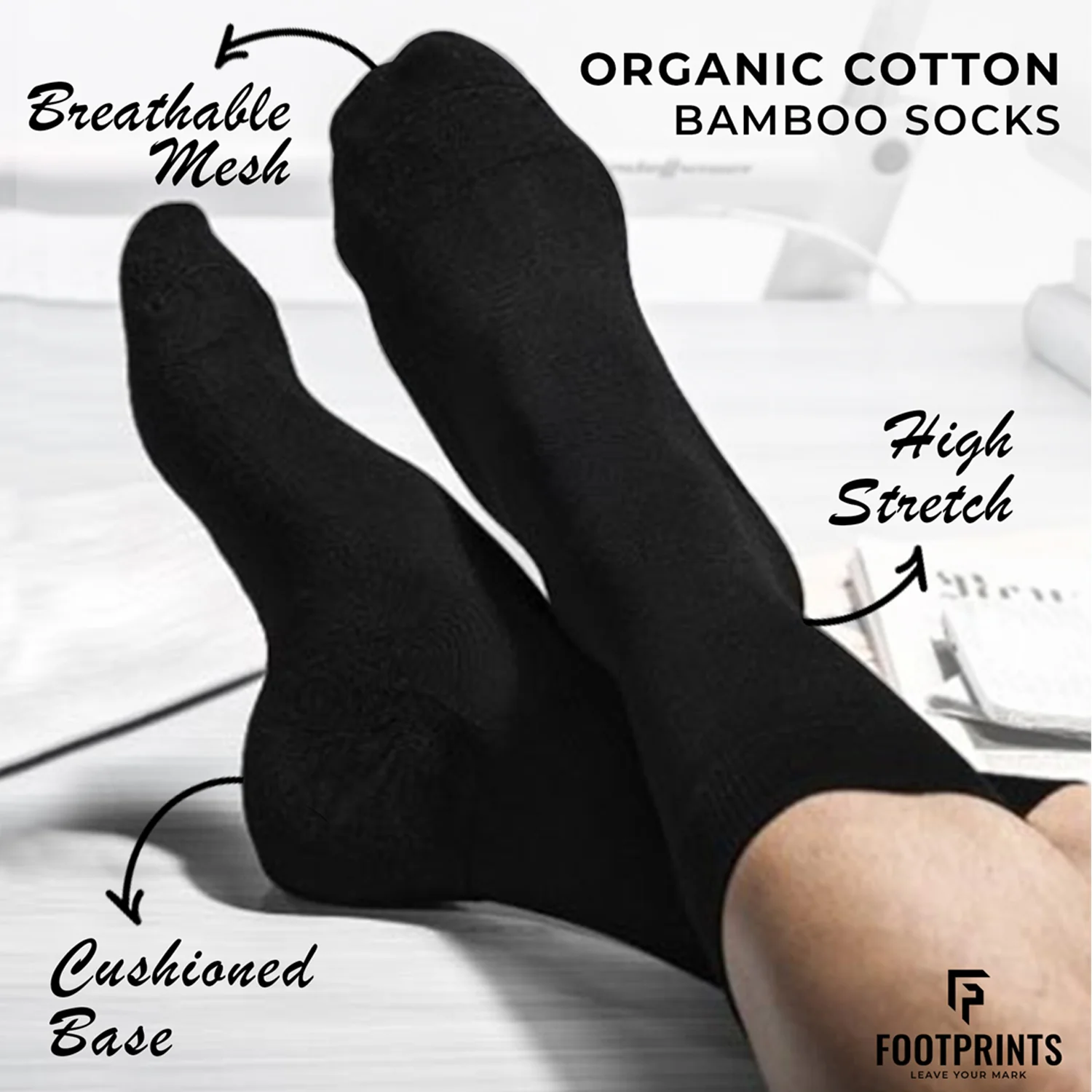FOOTPRINTS Unisex Solid Cotton Formal & Ankle-Length Socks -Pack Of 3 - Image 5