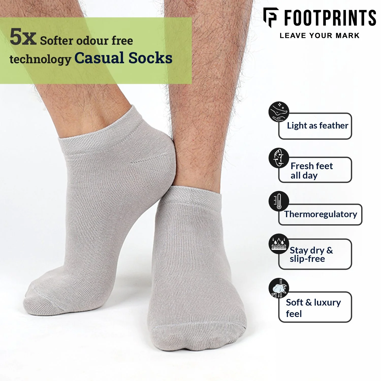 Footprints Organic Cotton Women Ankle Socks- Pack of 3 - Freesize (Beige) - Image 4
