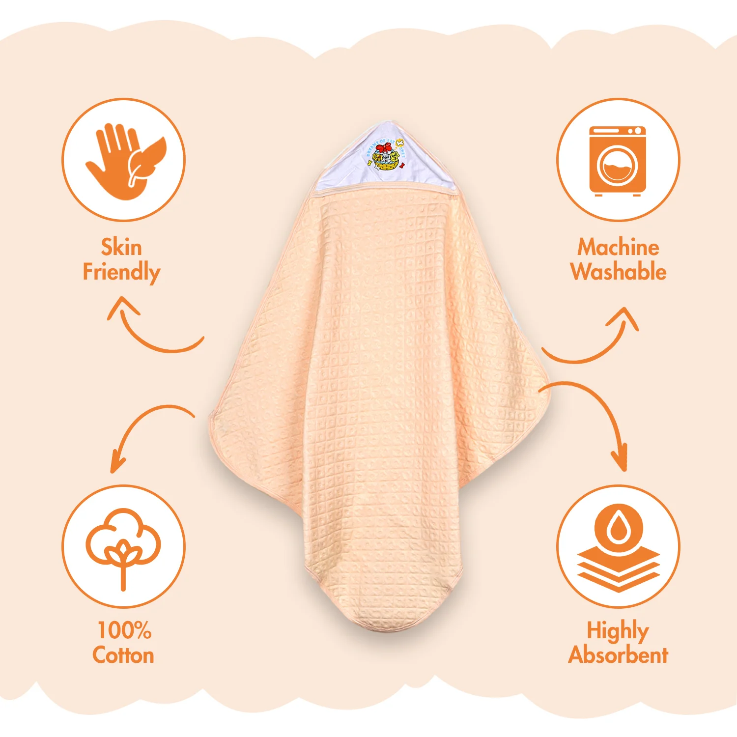 Moms Home New Born Organic Cotton Velcro Swaddle Wrap Gift Set of 3 Items -Pink - Image 5