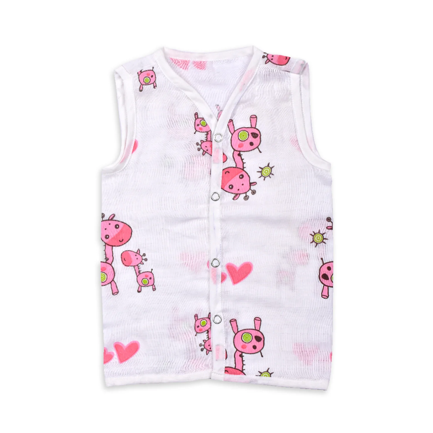 Moms Home New Born Organic Cotton Velcro Swaddle Wrap Gift Set of 7 Items - Pink Giraffe - Image 5