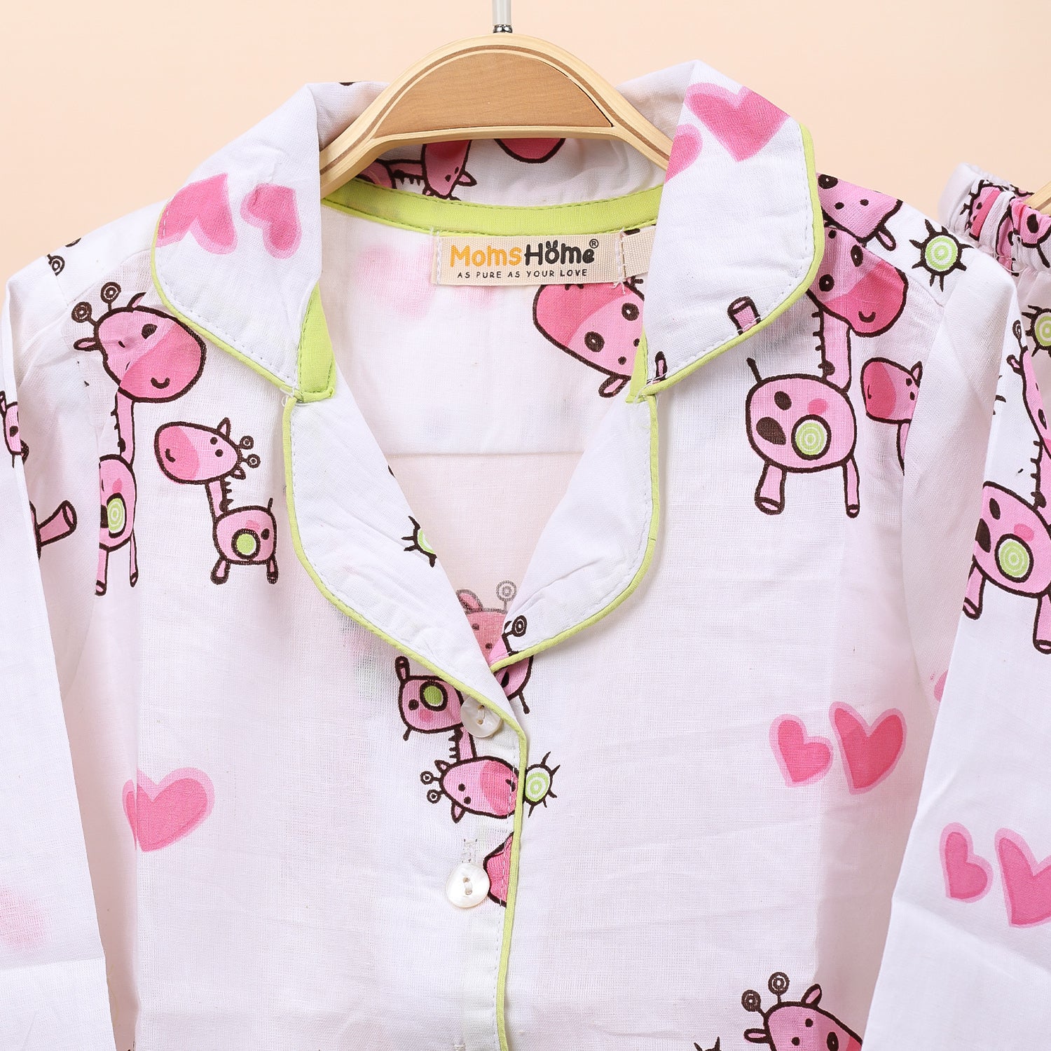Organic Cotton Unisex Kids Pajama Set Combo | Night Suit | Sleepwear | Pink Giraffe - Image 10