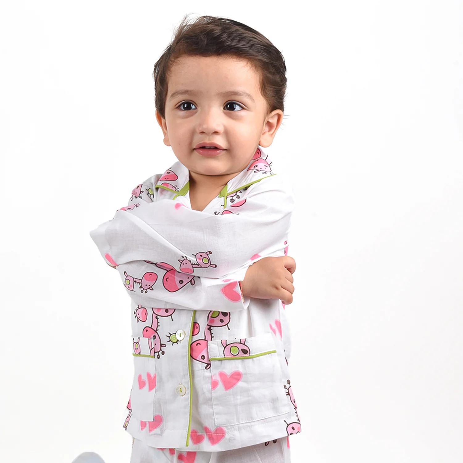 Organic Cotton Unisex Kids Pajama Set Combo | Night Suit | Sleepwear | Pink Giraffe - Image 5