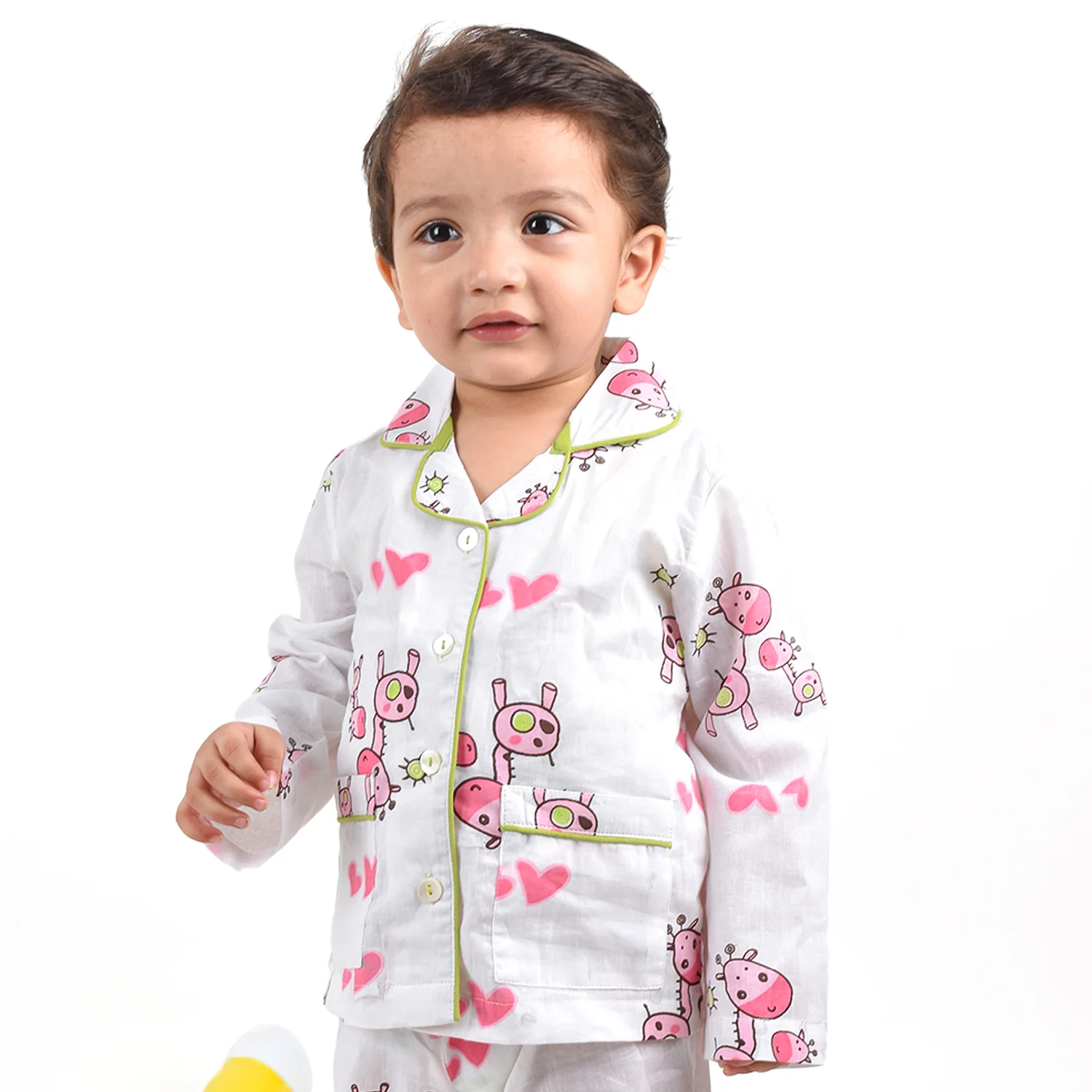 Organic Cotton Unisex Kids Pajama Set Combo | Night Suit | Sleepwear | Pink Giraffe - Image 7