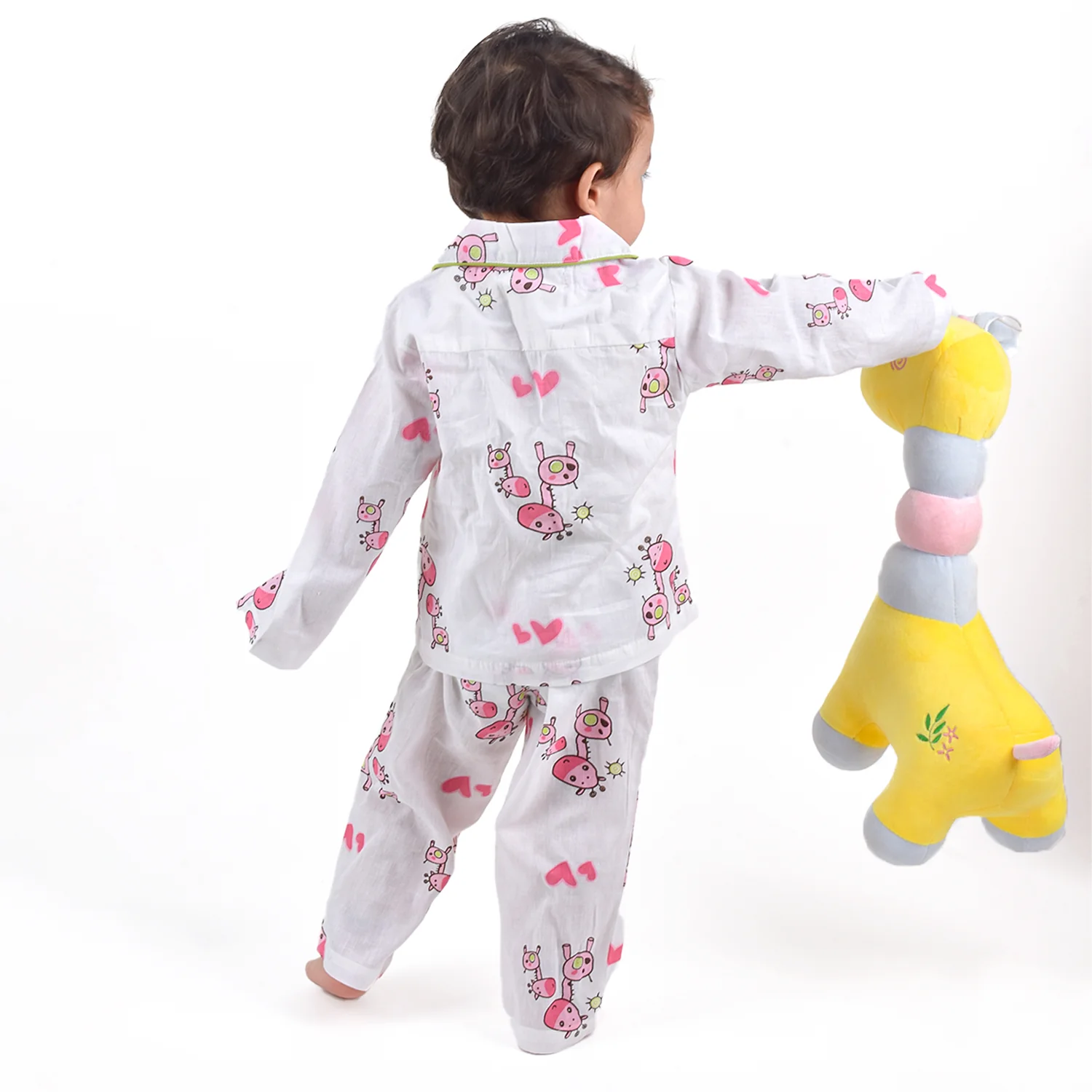 Organic Cotton Unisex Kids Pajama Set Combo | Night Suit | Sleepwear | Pink Giraffe - Image 8