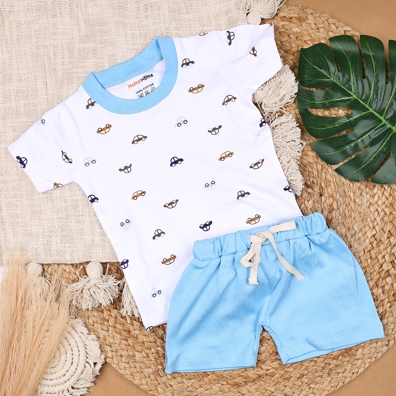 Kids Organic Cotton Co-Ord Set | T-Shirt & Shorts | Car - Image 3