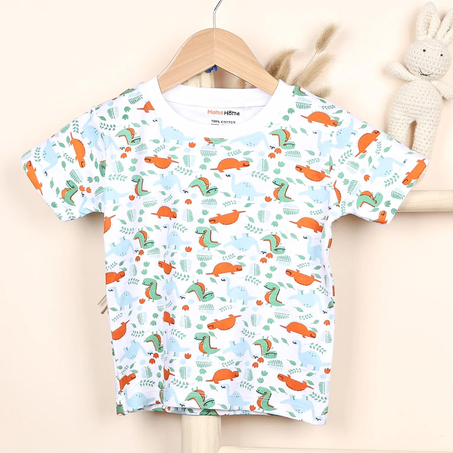 Kids Organic Cotton Co-Ord Set | T-Shirt & Shorts- Blue | Dino - Image 6