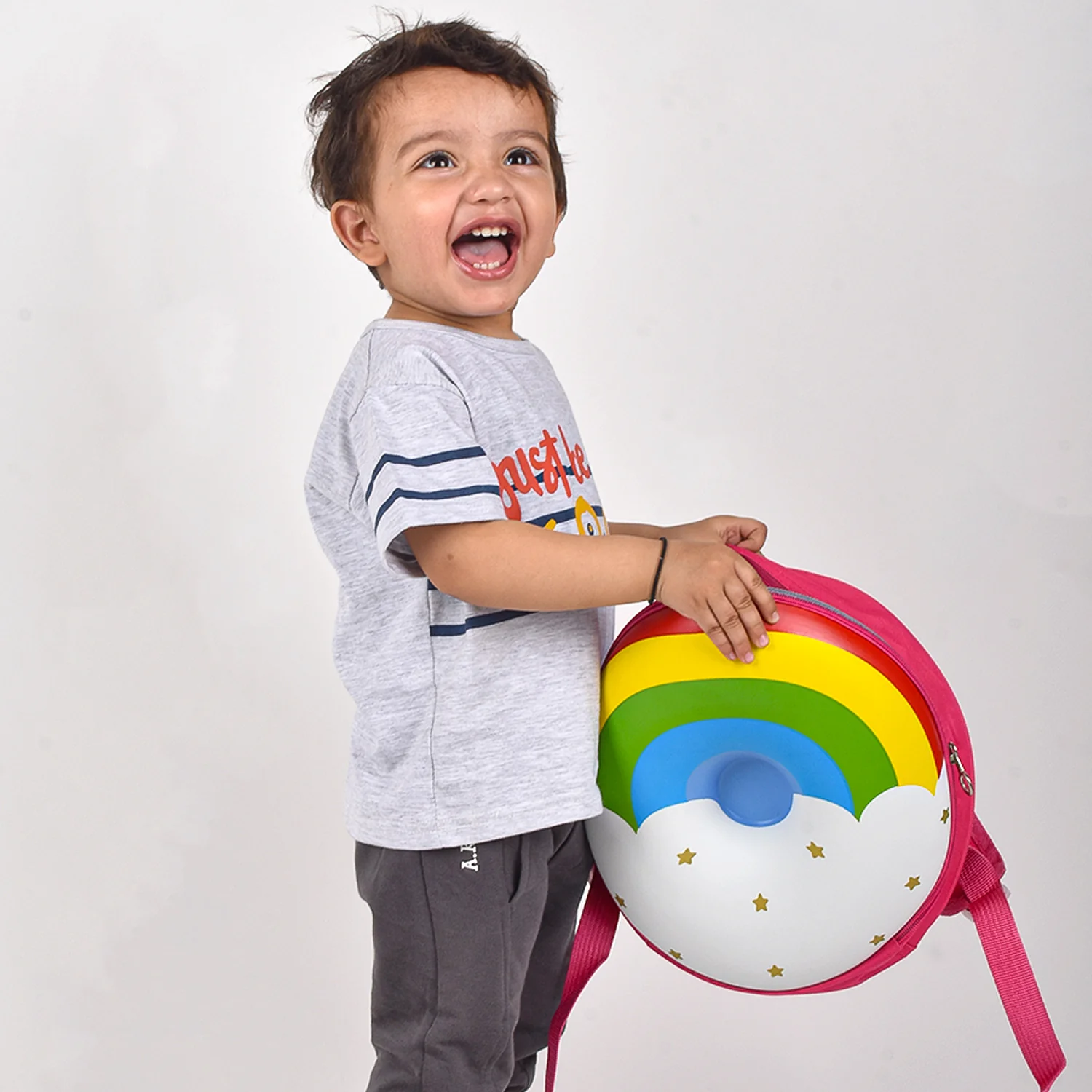 Kids School Bags Rainbow 3D Style Children Backpacks (Pink) - Image 3