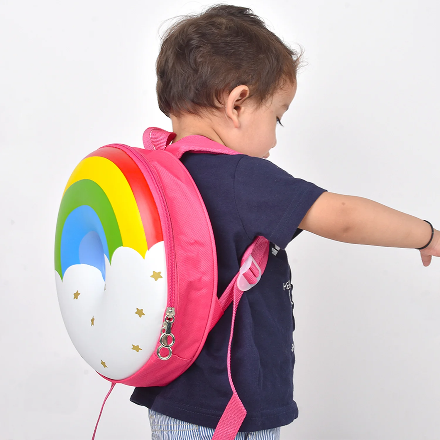 Kids School Bags Rainbow 3D Style Children Backpacks (Pink) - Image 4