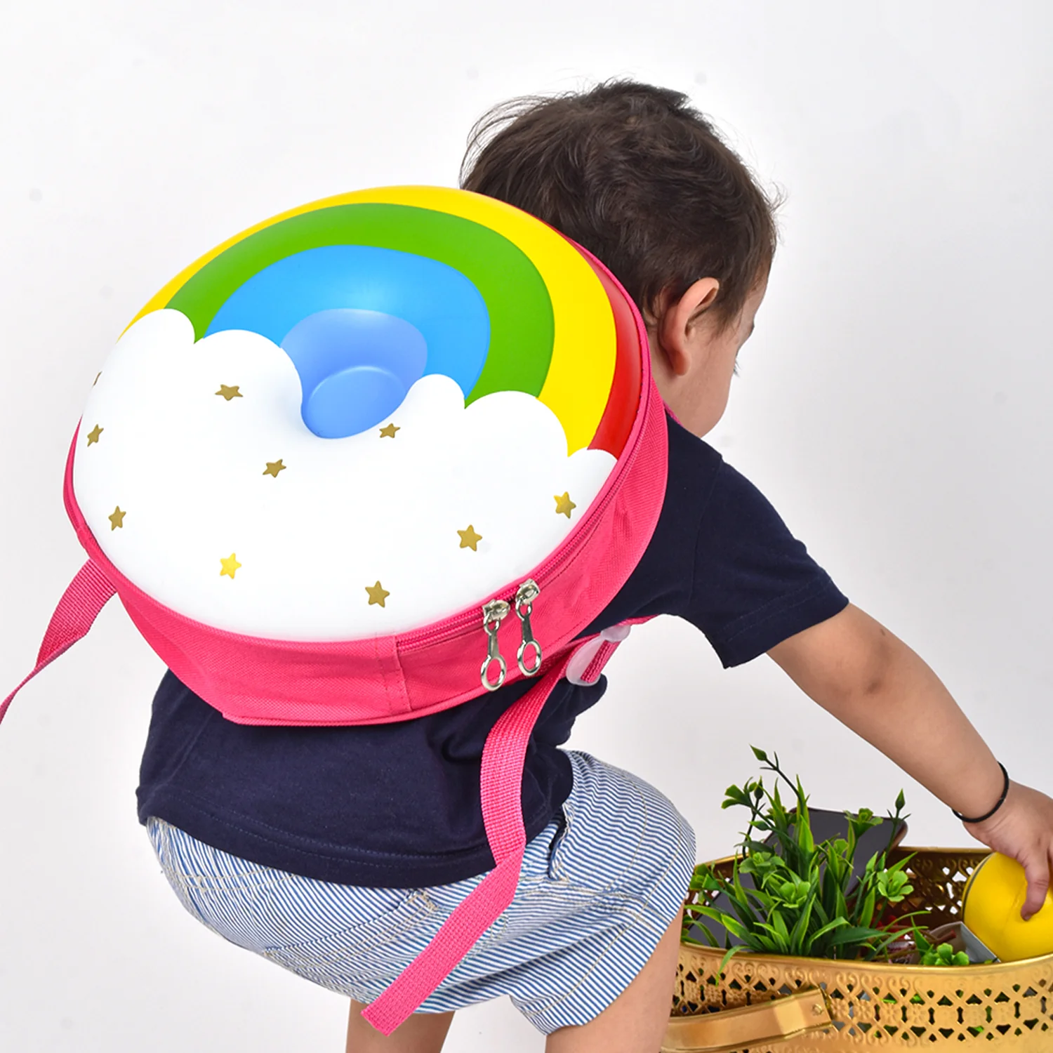 Kids School Bags Rainbow 3D Style Children Backpacks (Pink) - Image 5