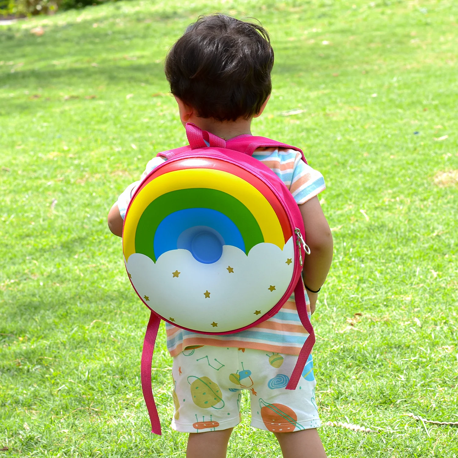 Kids School Bags Rainbow 3D Style Children Backpacks (Pink) - Image 6