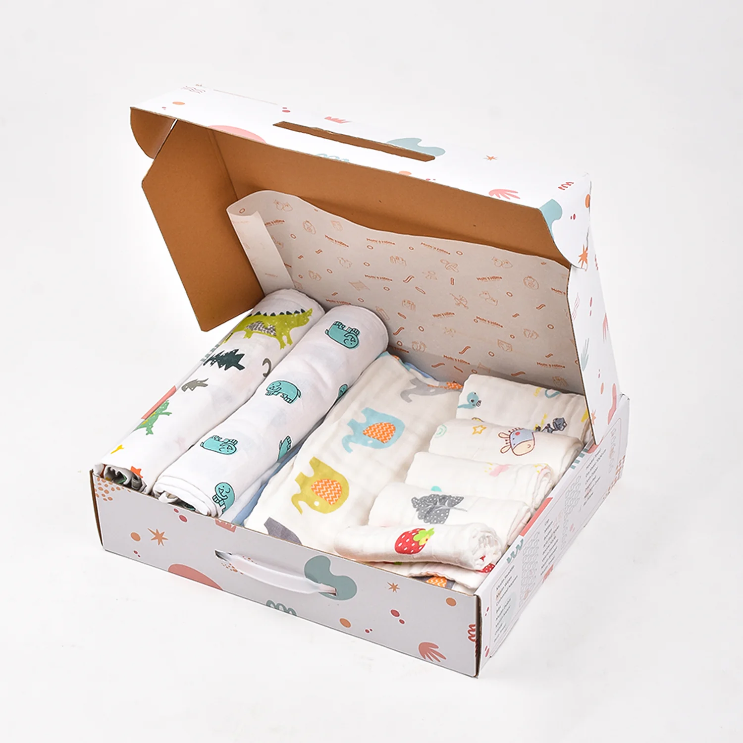 Moms Home Kids Set Of 10 Multicoloured Printed Organic Cotton Gift Set - Image 4