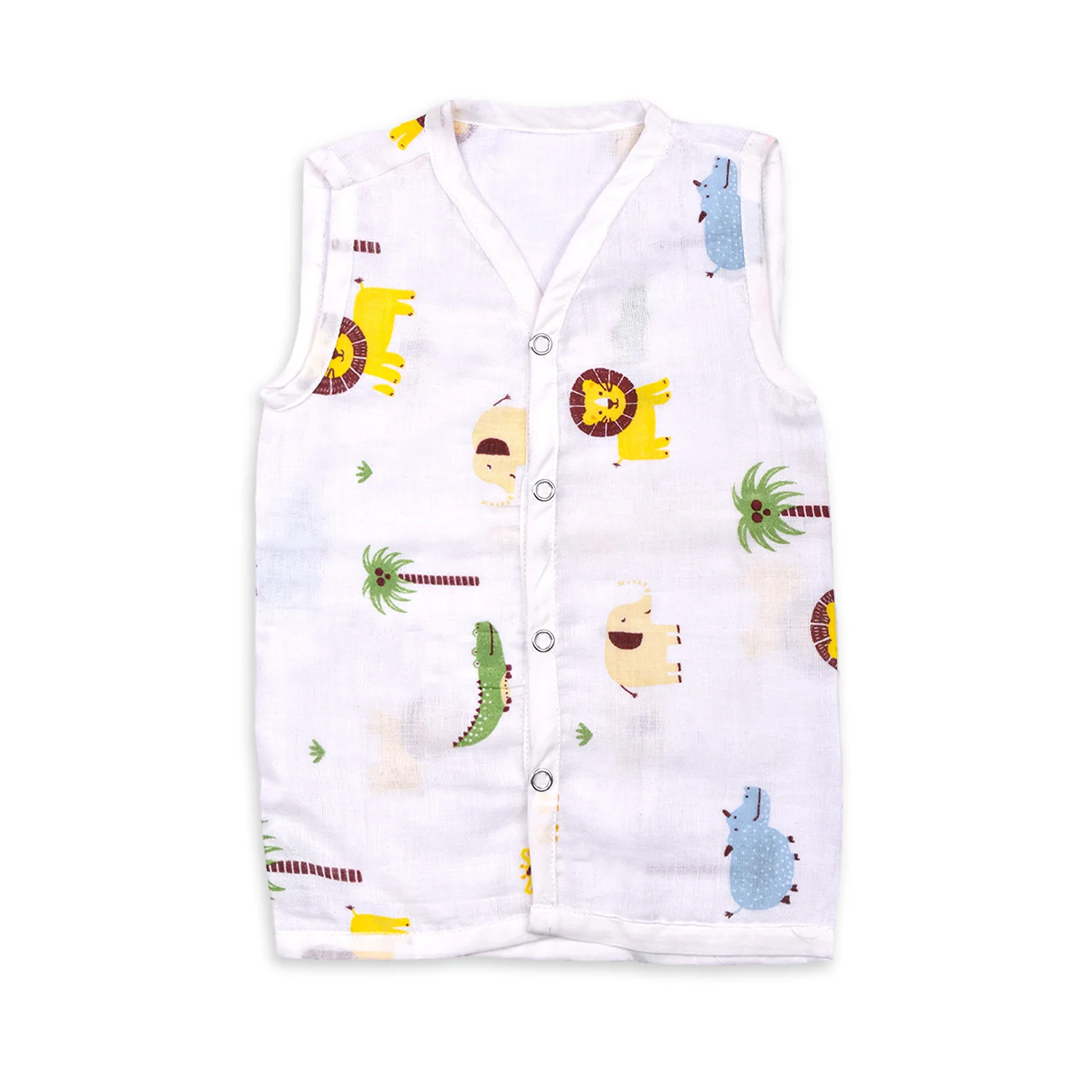 Moms Home New Born Organic Cotton Velcro Swaddle Wrap Gift Set of 7 Items - Lion - Image 4