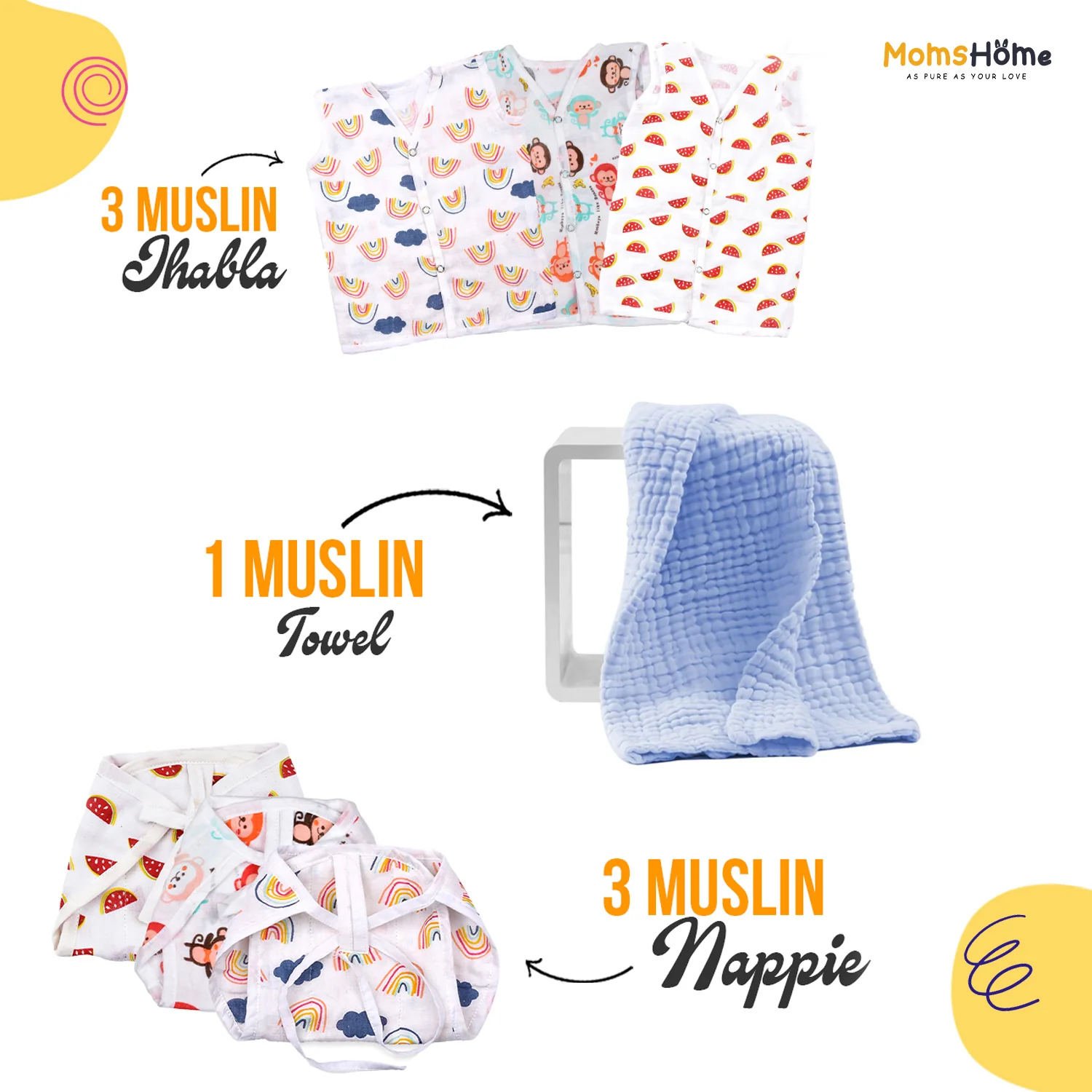 Moms Home Supersoft Baby Organic cotton Muslin 19 pieces gift set - Image 4