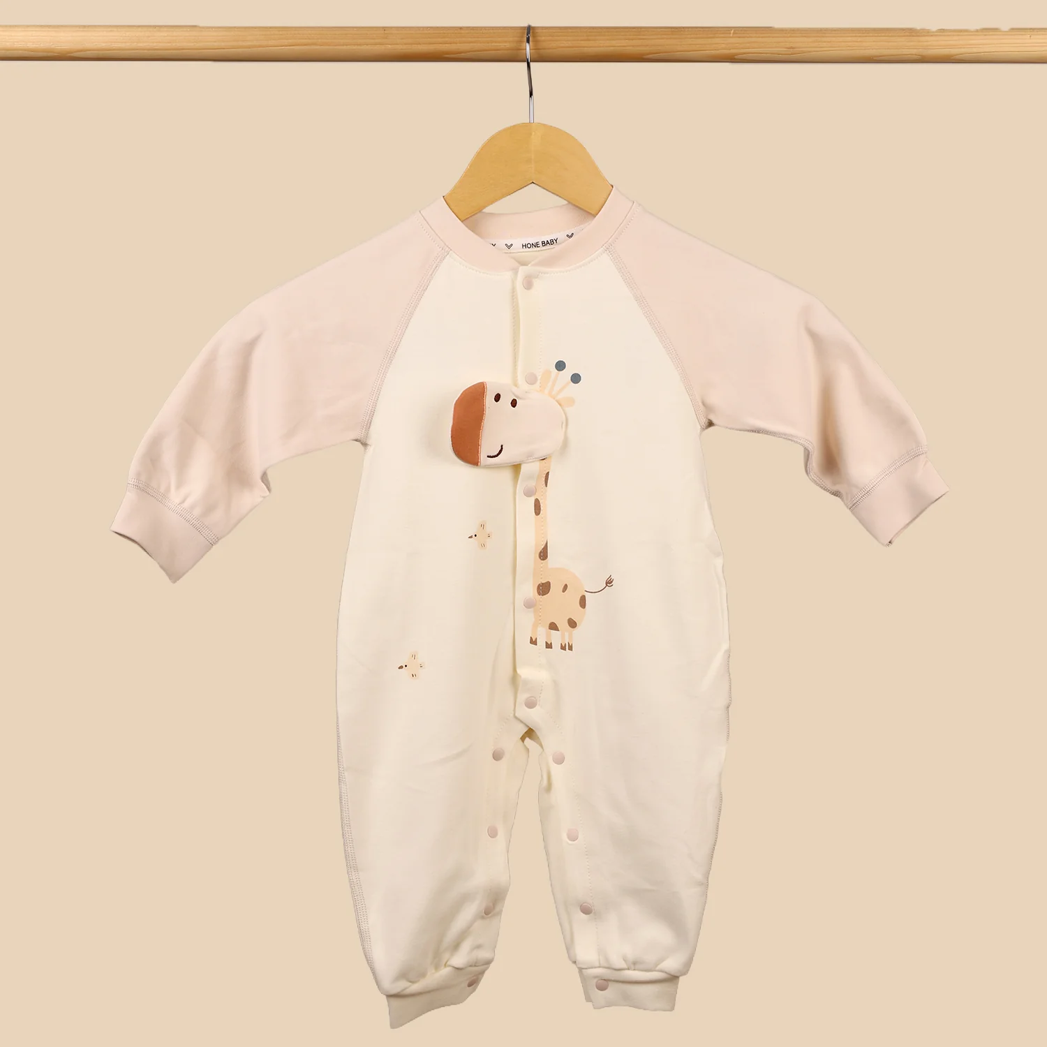 Organic Cotton Full Body Winter Romper for Babies | Soft & Warm Baby Romper | Giraffe | Pack of 1 - Image 3