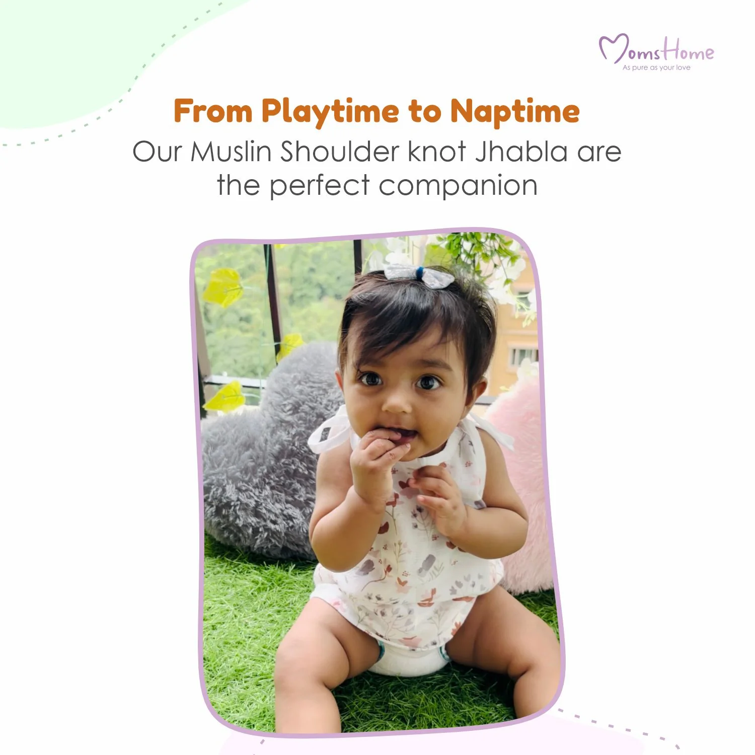 Organic Cotton Knot Jhabla For Newborn | Soft Muslin Summer Wear for Babies | 0-12 Months | Avocado | Pack of 1 - Image 3