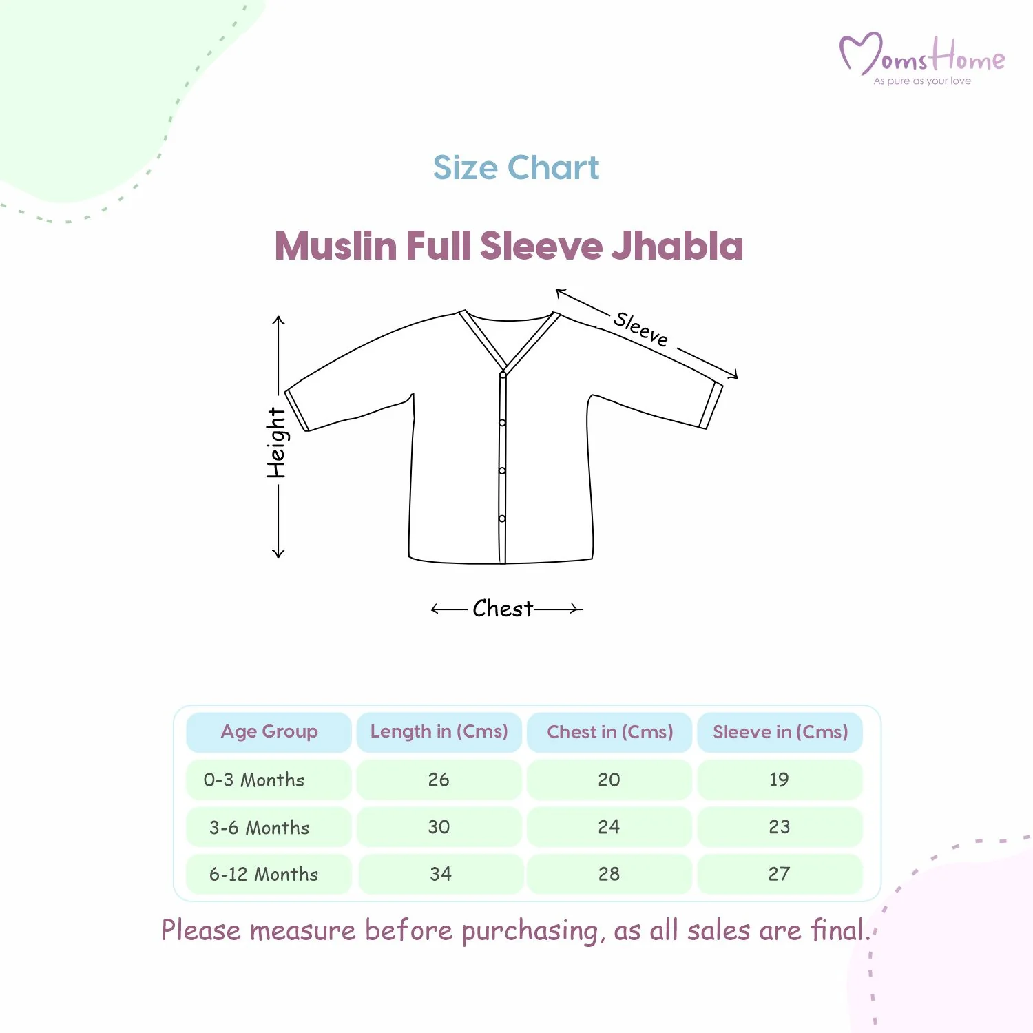 Organic Cotton Muslin Full Sleeves Jhabla & Pyjama For New Born | 0-12 Months | Avocado | Set of 1 - Image 6