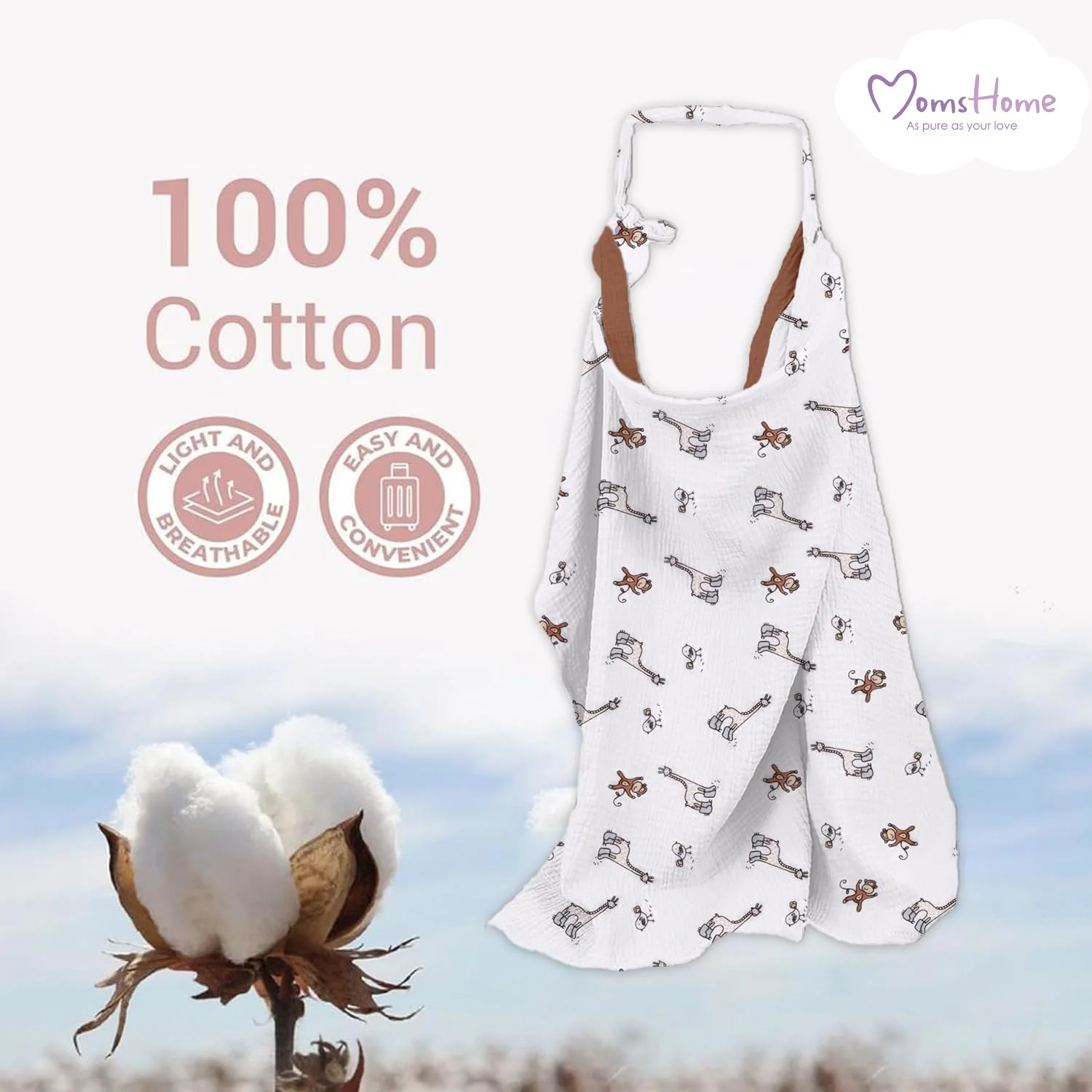 Organic Cotton Muslin Nursing Cover For Breastfeeding Feeding Apron | Avocado - Image 3