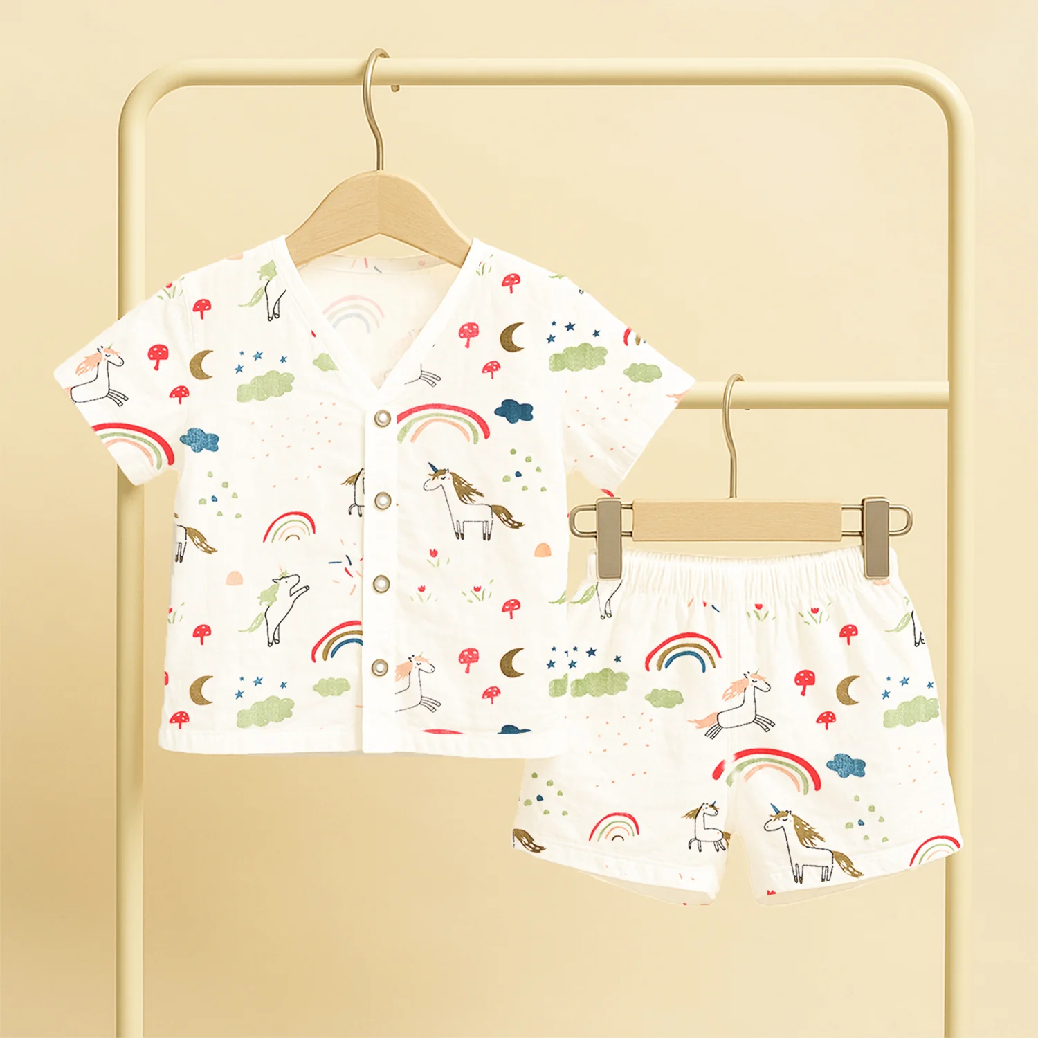 Organic Cotton Muslin T-Shirt & Short For Kids | Elegant & Comfortable Summer Wear | Set of 1 - Image 3