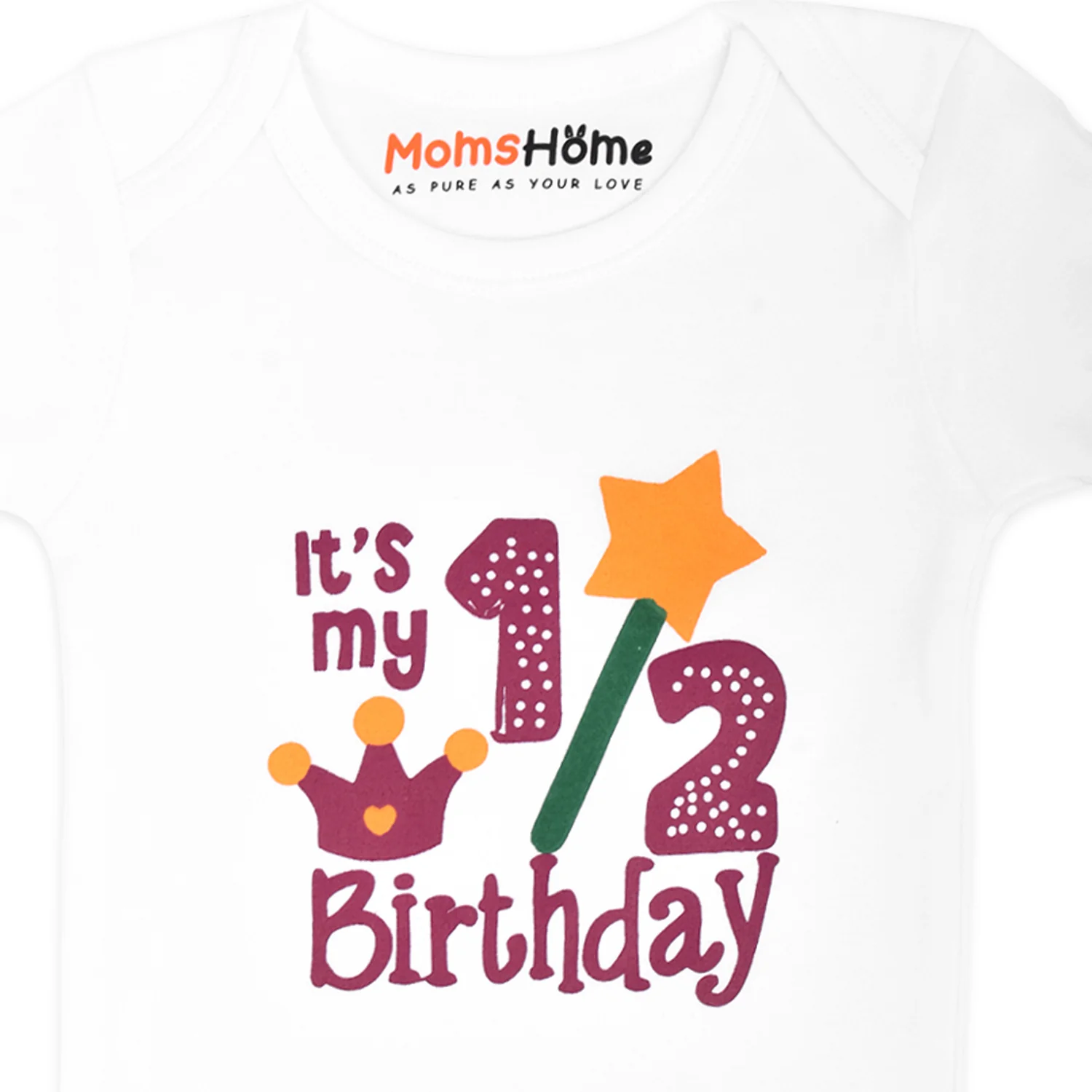 Organic Cotton New Born Baby Half Sleeves Bodysuit-Onesie | 6-12Months | Pack of 1 - Image 3