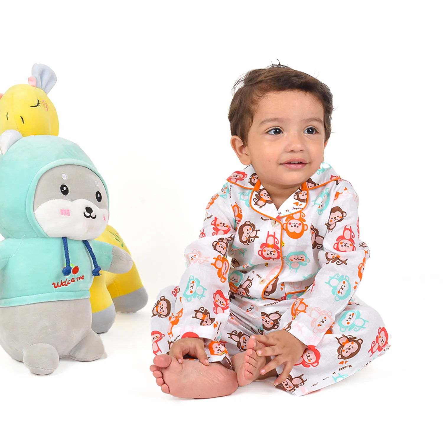 Organic Cotton Unisex Kids Pajama Set Combo | Night Suit | Sleepwear | Monkey - Image 6