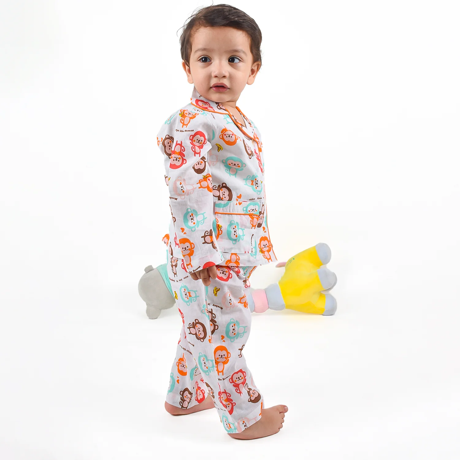 Organic Cotton Unisex Kids Pajama Set Combo | Night Suit | Sleepwear | Monkey - Image 8