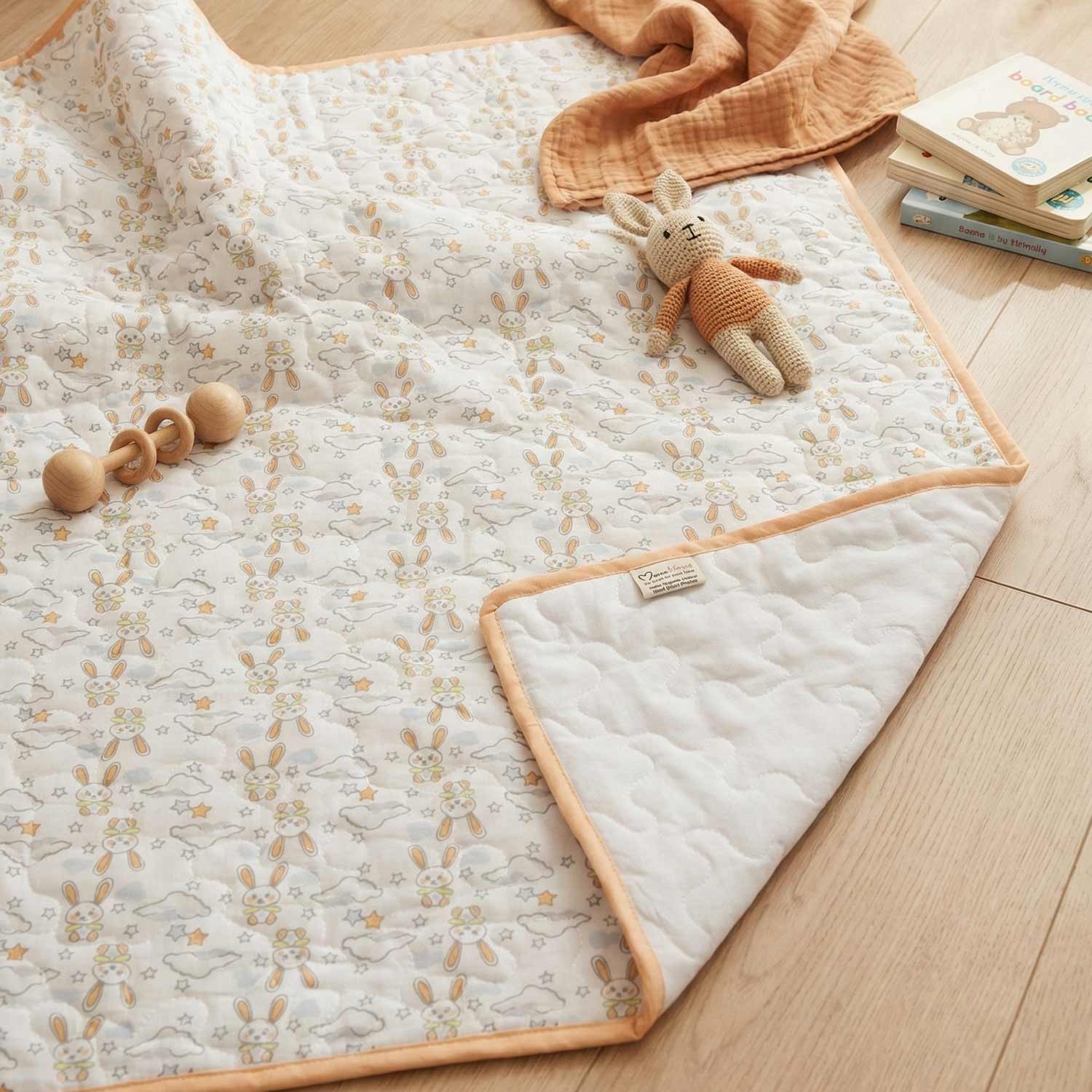 Organic Muslin Baby Play Mat | Soft Cotton Baby Floor Mat for Newborns & Toddlers | Washable & Skin-Friendly Playmat | 100x100 CM - Image 3