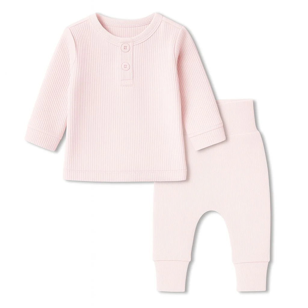 Ribbed Organic Cotton Co-ord Set For Newborn Baby | Soft & Breathable Baby Outfit | Baby Dress | 0-6 Months - Image 5
